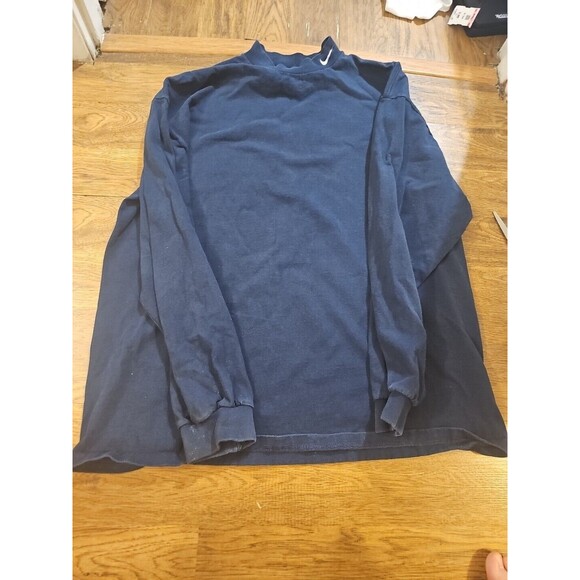 VTG 90s Nike Sweatshirt Men's XL Navy Blue High Neck Long Sleeve Swoosh - Picture 1 of 8